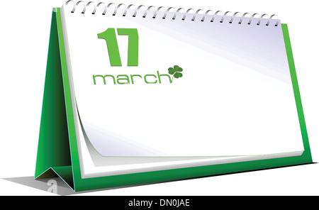 Vector illustration of desk calendar. 17 march. St. Patrick`s da Stock Vector